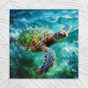 Watercolor Swimming Sea Turtle Acrylic Print