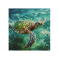 Watercolor Swimming Sea Turtle