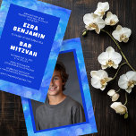 Watercolor Swirls Custom PHOTO Bar Bat Mitzvah Invitation<br><div class="desc">Perfect card to announce a bat mitzvah, bar mitzvah or other Jewish celebration! Hand made art for you. FULLY CUSTOMIZABLE! Click on “Personalise” above to edit the text and add your own photo to the back. Click "edit using design tool" to adjust the fonts, colours and placements and to delete...</div>