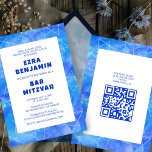 Watercolor Swirls Custom QR CODE Bar Bat Mitzvah Invitation<br><div class="desc">Perfect card to announce a bat mitzvah, bar mitzvah or other Jewish celebration! Hand made art for you. FULLY CUSTOMIZABLE! Click on “Personalise” above to edit the text and add your own link to QR code to the back. Click "edit using design tool" to adjust the fonts, colours and placements...</div>