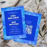 Watercolor Swirls Custom QR CODE Bar Bat Mitzvah Invitation<br><div class="desc">Perfect card to announce a bat mitzvah, bar mitzvah or other Jewish celebration! Hand made art for you. FULLY CUSTOMIZABLE! Click on “Personalise” above to edit the text and add your own link to QR code to the back. Click "edit using design tool" to adjust the fonts, colours and placements...</div>