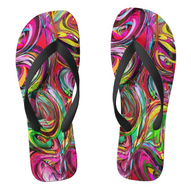 Watercolor Swirls Flip Flops (Footbed)