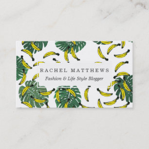 Watercolor Swiss Cheese Plant and Bananas Business Card