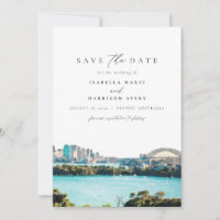 Watercolor Sydney Australia Skyline Save the Date