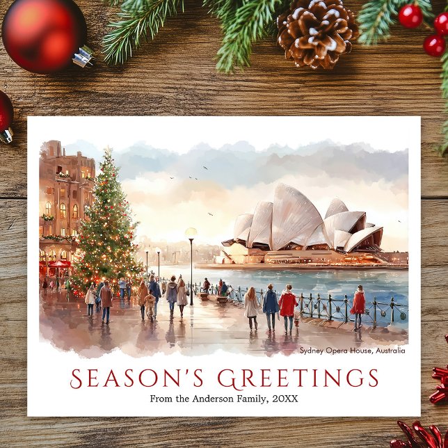 Watercolor Sydney Opera House Australia Christmas Holiday Postcard (Watercolor Sydney Opera House Australia Christmas Holiday Postcard)