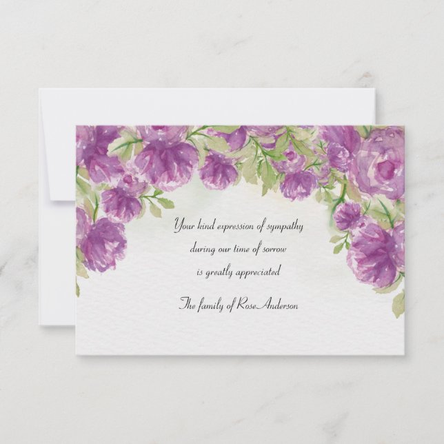 Watercolor Sympathy Thank You Card (Front)