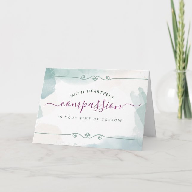Watercolor Sympathy with Heartfelt Compassion Card (Front)