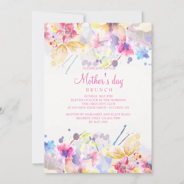 Watercolor Symphony Mother's Day Invitation (Front)