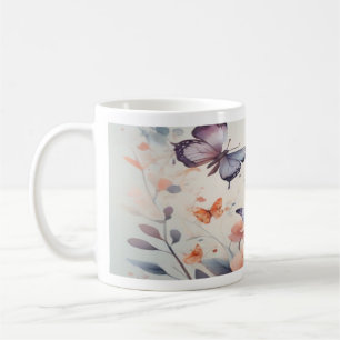 Watercolor Symphony with Graceful Butterflies Coffee Mug