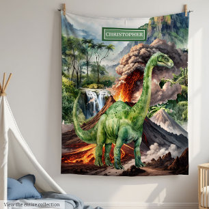 Watercolor T-Rex Dinosaur Blanket Personalised 