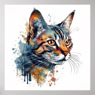 Watercolor tabby poster