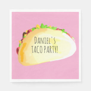 Watercolor Taco Party Birthday Napkin