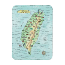 Watercolor Taiwan Map Photo Magnet