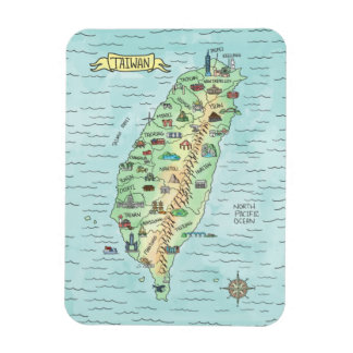 Watercolor Taiwan Map Photo Magnet
