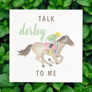 Watercolor Talk Derby to Me Horse Racing Napkin