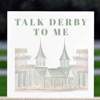 Watercolor Talk Derby to Me Horseracing Building Napkin