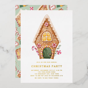 Watercolor Tall Gingerbread House Christmas Party