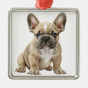 WATERCOLOR TAN FRENCH BULLDOG DOG METAL TREE DECORATION