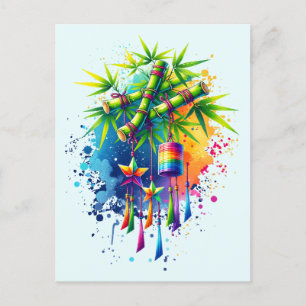 Watercolor Tanabata Tree Postcard