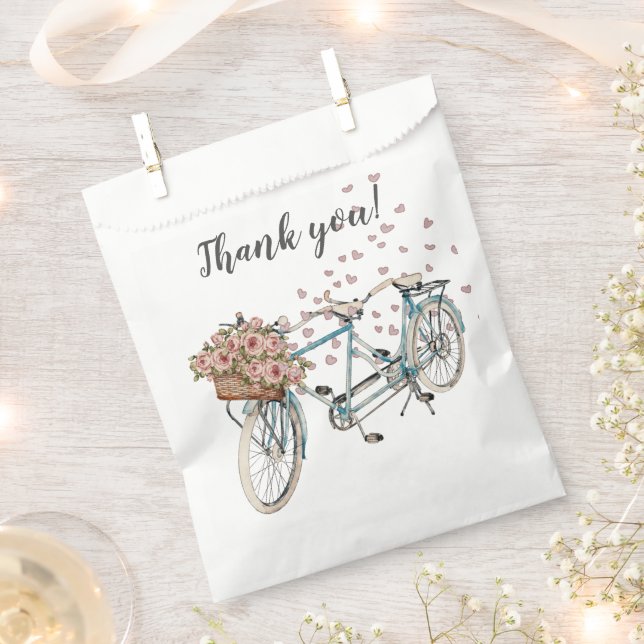 watercolor tandem bike thank you favour bag (Clipped)