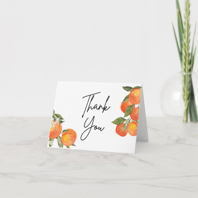 Watercolor Tangerine Thank You Card (Front)