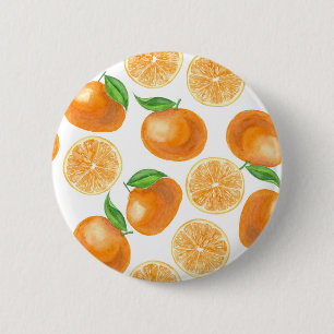 Watercolor tangerines 6 cm round badge