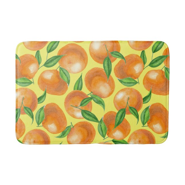 Watercolor tangerines bath mat (Front)