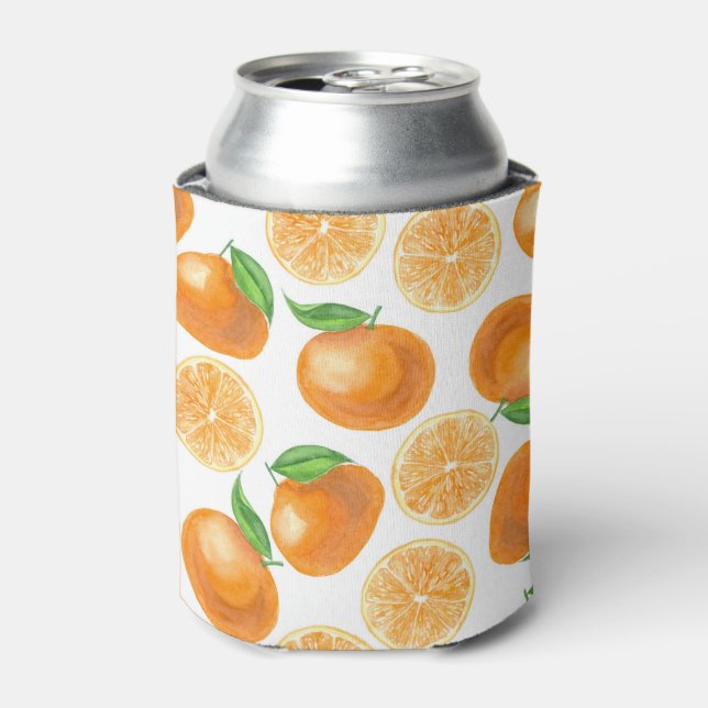 Watercolor tangerines can cooler (Can Front)