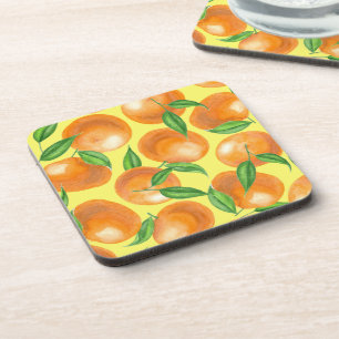 Watercolor tangerines coaster