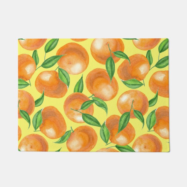 Watercolor tangerines doormat (Front)