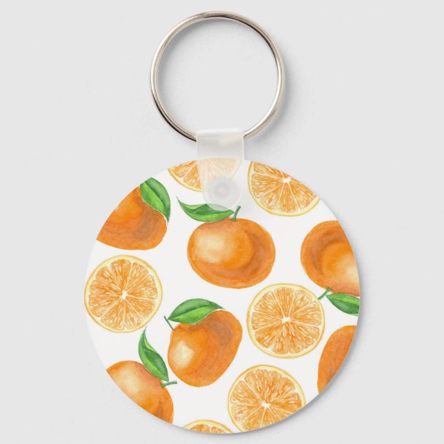 Watercolor tangerines key ring (Front)