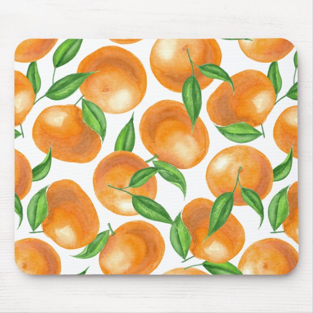 Watercolor tangerines mouse mat (Front)