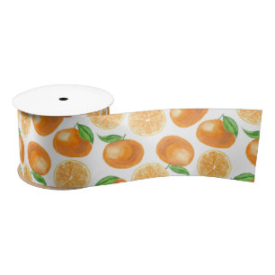 Watercolor tangerines satin ribbon