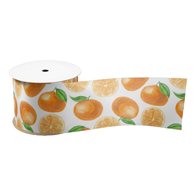 Watercolor tangerines satin ribbon (Spool)