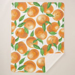 Watercolor tangerines sherpa blanket