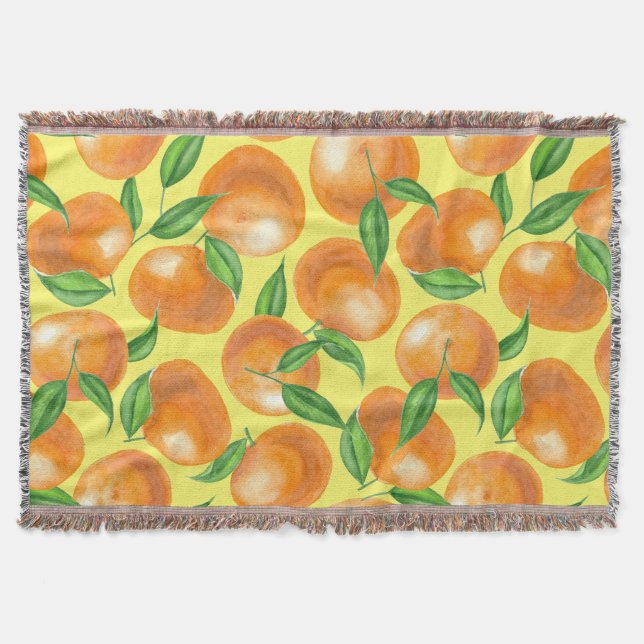 Watercolor tangerines throw blanket (Front)