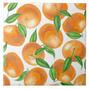 Watercolor tangerines tile