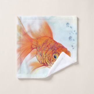 Watercolor & Tattoo Goldfish Washcloth Wash Cloth