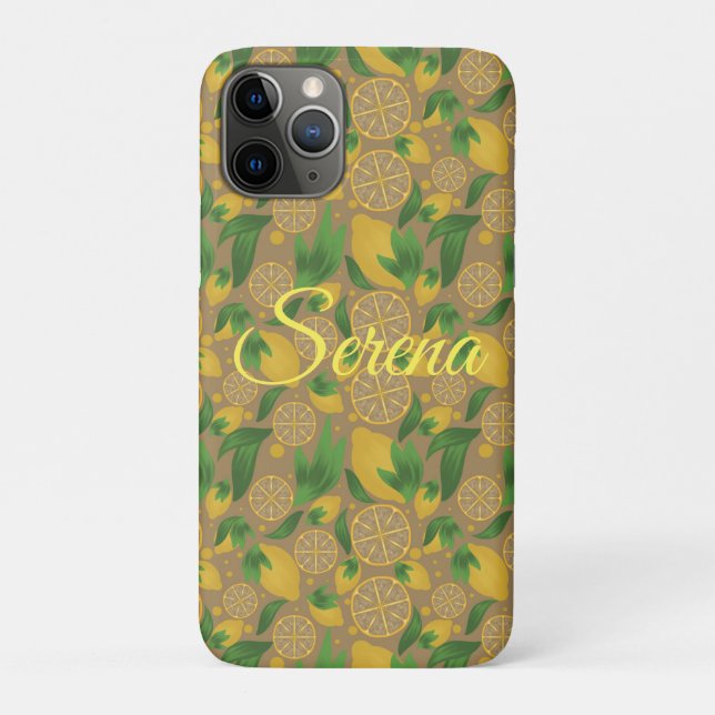 Watercolor Taupe Lemon Fruit Personalised Case-Mate iPhone Case (Back)