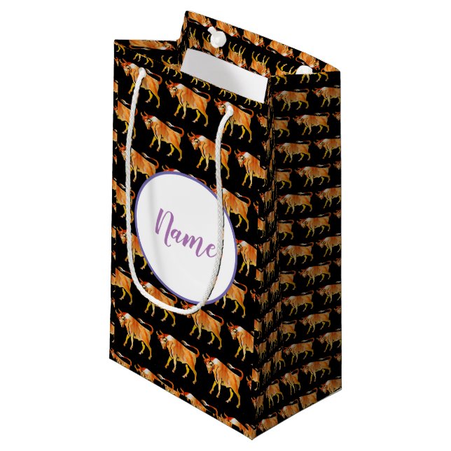 Watercolor Taurus  Drawing Small Gift Bag (Front Angled)