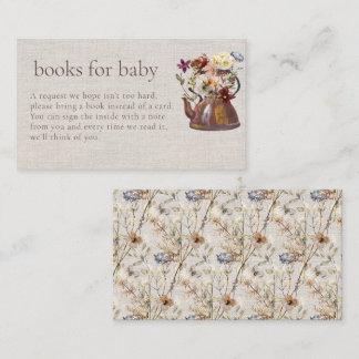 Watercolor Tea Floral Books for Baby Shower Enclosure Card