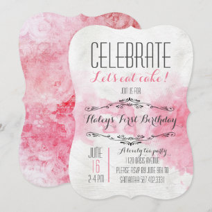Watercolor Tea Party Birthday Invitation