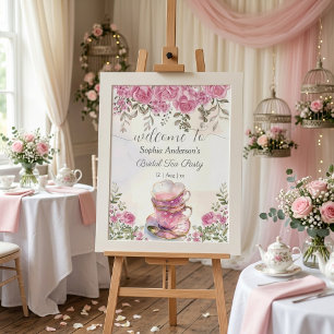Watercolor Tea Party Blush Floral Bridal Shower Poster