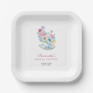 Watercolor Tea Party Bridal shower Paper Plate