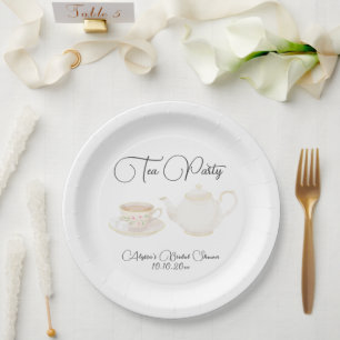 Watercolor Tea Party Bridal Shower Paper Plate