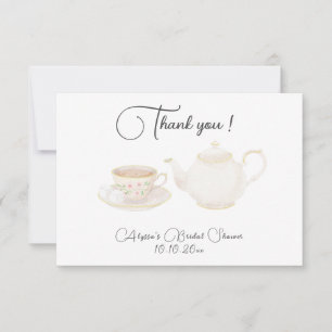 Watercolor Tea Party Bridal Shower Thank you Card