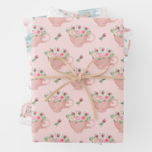 Watercolor Tea Party pattern Wrapping Paper Sheet