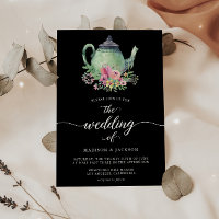 Watercolor Tea Party Theme Wedding Invitation