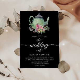 Watercolor Tea Party Theme Wedding Invitation