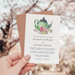 Watercolor Tea Party Wedding Invitation